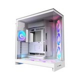 NZXT H9 Flow R GB+ Large Dual-Chamber Mid-Tower ATX Airflow Case, Ultra Clear Tempered Glass Side Window, 2 x F420 R GB Core single-frame Fans, 1 x F120 R GB Core (CV) Fan, Full-Size GPU Support, USB 3.2 Gen2x2, NZXT Control Hub Included, White, 1 Year