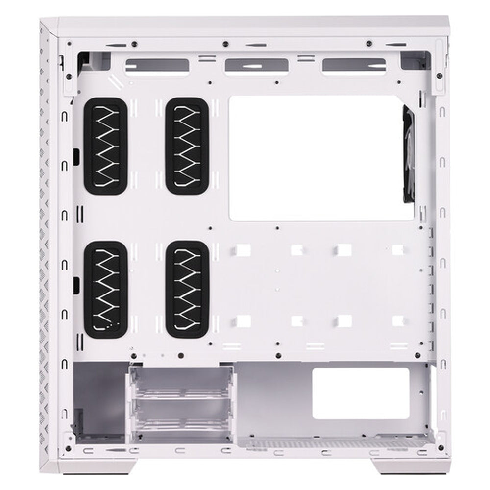 حافظة كمبيوتر XPG Defender Pro Mid-Tower E-ATX، لوحة جانبية من الزجاج المقوى مع تصميم لوحة شبكية، 3 مراوح XPG VENTO AR GB بحجم 120 ملم، دعم بطاقة رسوميات بطول 400 ملم، USB 3.0، أبيض، ضمان لمدة سنة | DEFENDERPRO-WHCWW