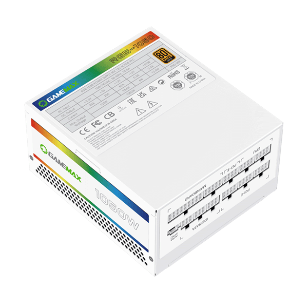POWER SUPPLY1050W GAMEMAX R GB1050 PRO ATX3.0، PCIe 5 WHITE | GM-R GB1050-WT