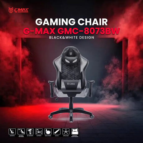 كرسي ألعاب G-MAX أسود وأبيض | GMC-8073BW