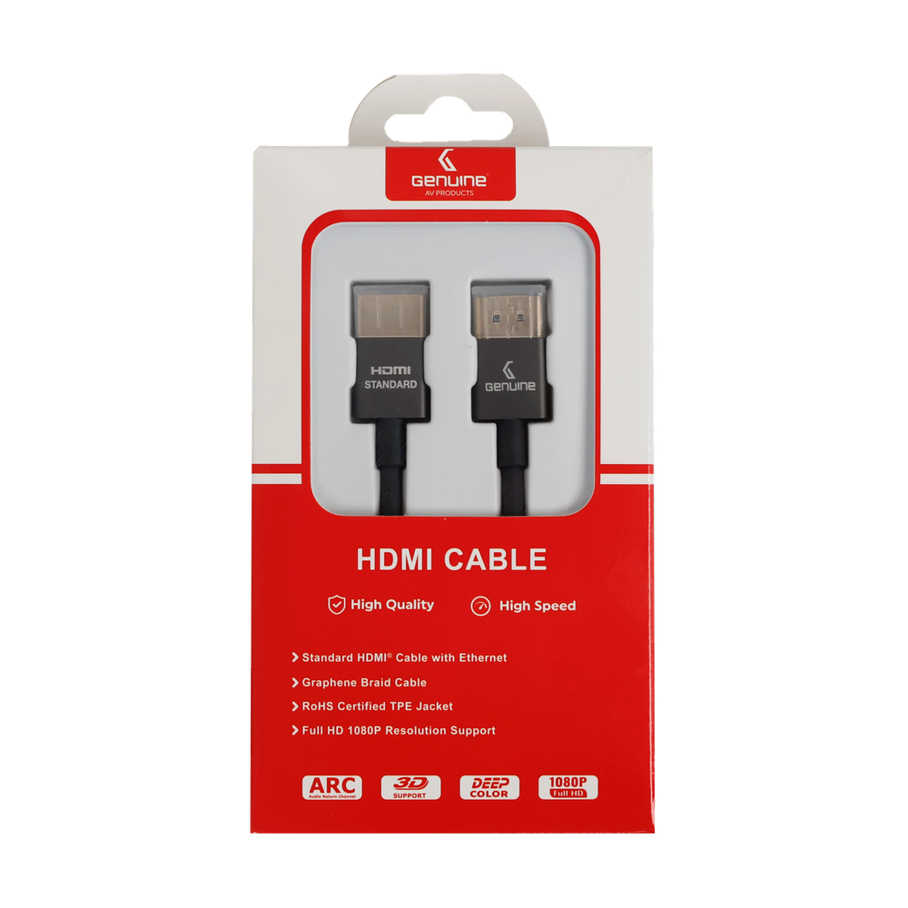 Genuine HDMI To HDMI Slim Cable, Version 1.4, Cable Length 5M, Supports 1080p, 1 Year Warranty | GN-HD5M1.4V-SB