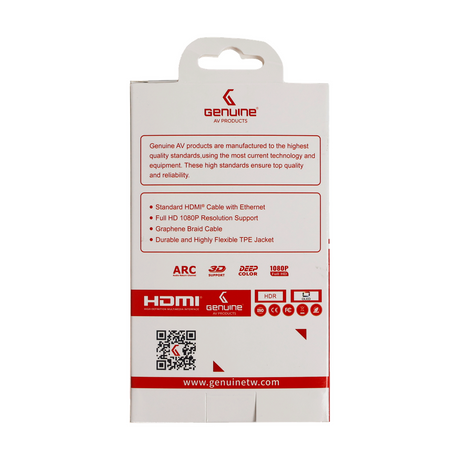 Genuine HDMI To HDMI Slim Cable, Version 1.4, Cable Length 5M, Supports 1080p, 1 Year Warranty | GN-HD5M1.4V-SB