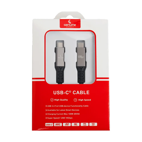 Genuine USB 3.2 Gen2 Cable, Cable Length 3M, 100W, 10Gps Data Transfer Speed, Aluminium Gray, 1 Year Warranty | GN-USBC3M-AL