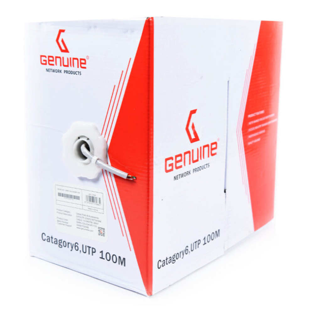 Genuine CAT6 UTP Cable, 24AWG Copper Conductor, 305M Length, Gigabit Ethernet 250MHz, 1 Year Warranty | GNNC-C6U24BCGRY-305
