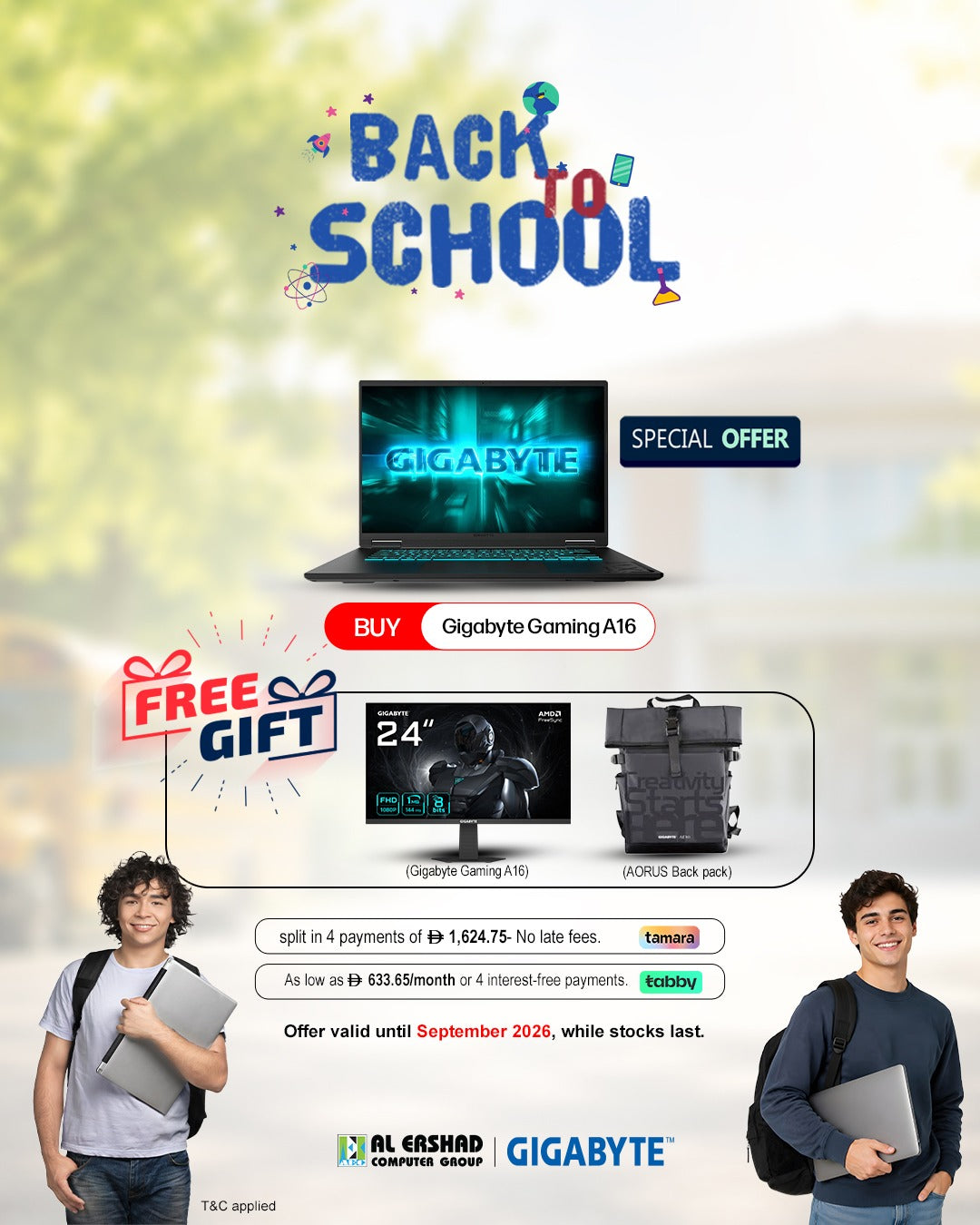 Gigabyte Gaming A16 CWH Gaming Laptop, Intel Core i7-13620H Processor, 32GB RAM, 1TB SSD, 8GB NVIDIA GeForce RTX 5070 Graphics, 16” WUXGA 165Hz Display, Windows 11 Home, English & Arabic RGB Backlit Keyboard, 3 Year Warranty | CWHI3AE864SH
