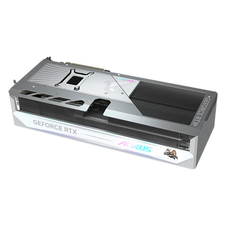 Gigabyte AORUS GeForce RTX 5080 MASTER ICE Graphics Card, GDDR7 16GB 256-bit Memory, HDMI 2.1b & DP 2.1b Outputs, PCI Express 5.0, 2805 MHz Core Clock, 30 Gbps Memory Clock, Triple Windforce Hawk Fans, LCD Edge View, RGB Halo, Dual BIOS, White, 1 Year
