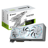 Gigabyte AORUS MASTER ICE GeForce RTX 5090 Graphics Card, GDDR7 32GB 512-bit Memory, HDMI 2.1b & DP 2.1b Outputs, PCI Express 5.0, 2655 MHz Core Clock, 28 Gbps Memory Clock, Triple Windforce Hawk Fans, LCD Edge View, RGB Halo, Dual BIOS, White, 1 Year