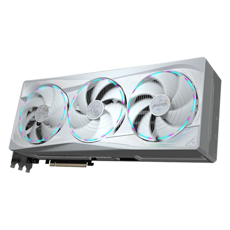 Gigabyte AORUS MASTER ICE GeForce RTX 5090 Graphics Card, GDDR7 32GB 512-bit Memory, HDMI 2.1b & DP 2.1b Outputs, PCI Express 5.0, 2655 MHz Core Clock, 28 Gbps Memory Clock, Triple Windforce Hawk Fans, LCD Edge View, RGB Halo, Dual BIOS, White, 1 Year
