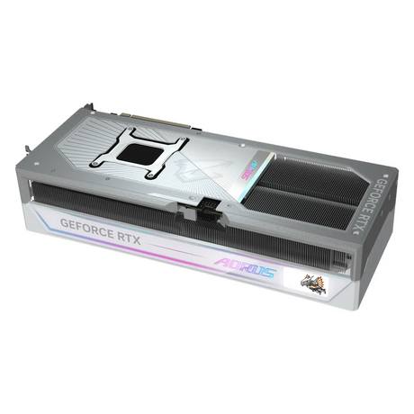 Gigabyte AORUS MASTER ICE GeForce RTX 5090 Graphics Card, GDDR7 32GB 512-bit Memory, HDMI 2.1b & DP 2.1b Outputs, PCI Express 5.0, 2655 MHz Core Clock, 28 Gbps Memory Clock, Triple Windforce Hawk Fans, LCD Edge View, RGB Halo, Dual BIOS, White, 1 Year