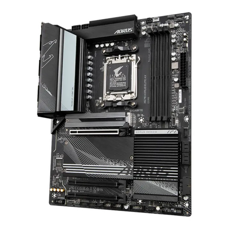 لوحة أم جيجابايت X670 AORUS ELITE AX، مقبس AM5، عامل الشكل ATX، ذاكرة وصول عشوائي DDR5، دعم PCIe 5.0 M.2، واي فاي 6E، بلوتوث v5.2، HDMI، إيثرنت Realtek 2.5 جيجابت، USB 3.2 Gen 2x2 Type-C، ضمان لمدة سنة واحدة | X670-AORUS-ELITE-AX