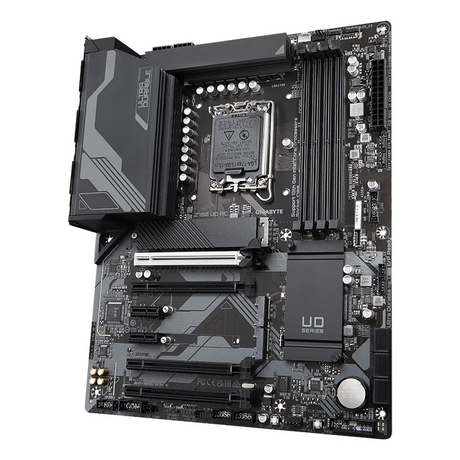 لوحة أم جيجابايت Z790 UD AC، مقبس LGA1700، عامل الشكل ATX، ذاكرة وصول عشوائي DDR5، منفذ PCIe 5.0، واي فاي، بلوتوث، HDMI، DisplayPort، إيثرنت Realtek 2.5 جيجابت، USB 3.2 Gen 2x2 Type-C، ضمان سنة واحدة | Z790-UD-AC