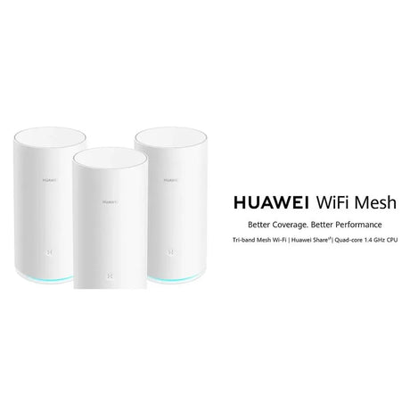 راوتر شبكة Wi-Fi ثلاثي النطاق AC2200 من هواوي، واي فاي 2.4/5 جيجاهرتز، ايثرنت 1000 ميجابت في الثانية، سرعة لاسلكية 2134 ميجابت في الثانية، أبيض، ضمان لمدة عام واحد | HUW-WS5800-20