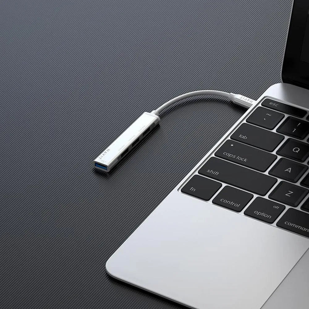 Havit HB41-SR 4-in-1 USB-C Hub, USB-A 3.0, USB-A 2.0, 11.8 cm Cable Length, Aluminum Alloy, Silver, 1 Year Warranty | HB41-SR