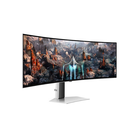 شاشة سامسونج LS49CG934SMXUE Odyssey OLED G9 G93SC المنحنية مقاس 49 بوصة بدقة DQHD (5120 × 1440)، وزمن استجابة 0.03 مللي ثانية، ومعدل تحديث 240 هرتز، ومنافذ HDMI وDP، وقابلة لتعديل الارتفاع/الإمالة، باللون الفضي، وضمان 3 سنوات | LS49CG934SMXUE