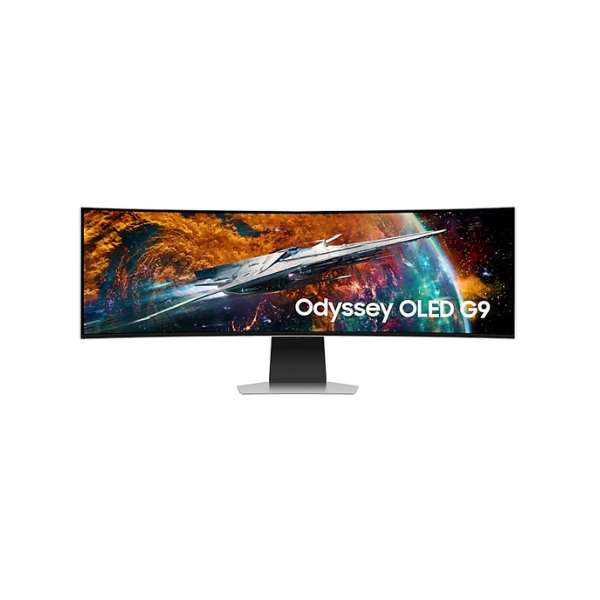 شاشة سامسونج LS49CG954SMXUE Odyssey OLED G9 G95SC منحنية مقاس 49 بوصة DQHD (5120 × 1440)، 0.03 مللي ثانية، 240 هرتز، HDMI، منفذ عرض DP، ارتفاع/إمالة، قابلة للتعديل، فضي، ضمان 3 سنوات | LS49CG954SMXUE
