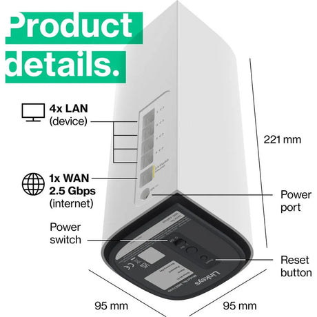 Linksys-Velop-WRT-Pro-7-BE11000-Tri-Band-WiFi-7-Mesh-Router-LN6001-KE