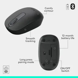 Logitech MK250 Compact Bluetooth Wireless Keyboard & Mouse Combo, Bluetooth Low Energy Technology, Keyboard Layout: Compact layout with number pad, 1000 DPI Optical Mouse Sensor, Up to 12 months Battery Life, Black, 1 Year Warranty | 920-013531