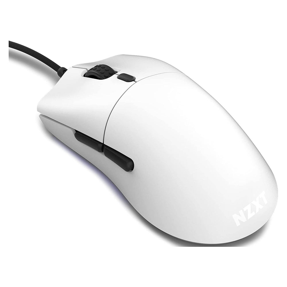 ماوس الألعاب السلكي NZXT Lift Ambidextrous، كابل USB 2.0 بطول 2 متر، 6 أزرار، مفاتيح Omron الميكانيكية، مستشعر بصري 16000 نقطة لكل بوصة، أبيض، ضمان لمدة عام | MS-1WRAX-WM