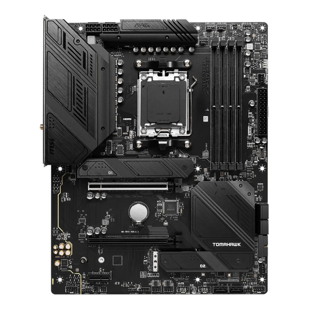 MSI MAG B650 Tomahawk WIFI Gaming Motherboard, AM5 Socket, ATX Form Factor, DDR5 Ram, PCIe 4.0, USB 20Gbps, HDMI, DP, Wi-Fi 6E, Bluetooth, Realtek 2.5Gb Ethernet, M.2 Shield Frozr, Extended Heatsink Design, 1 Year Warranty | 911-7D75-010