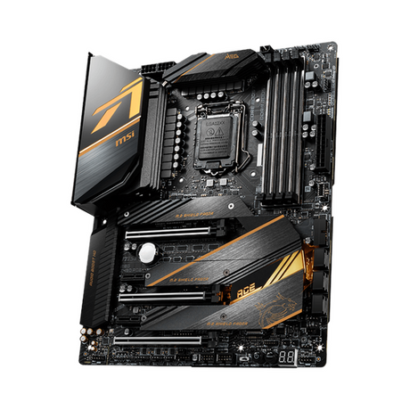 Msi MEG Z490 ACE WiFi AR GB Motherboard, LGA 1200 Socket, ATX Form Factor, DDR4 Ram, PCIe 3.0, Intel Wi-Fi 6 AX201, Bluetooth 5.1, USB 20 GBps, Realtek 8125B 2.5G LAN + Intel I219V Gigabit LAN, M.2 Sheild Frozr, 1 Year Warranty | MSI-MEG-Z490-ACE