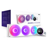 NZXT Kraken Elite 420 RGB Liquid AIO Cooler, 420mm Radiator, 2.72" LCD Display, ARGB Lighting, Copper Cold Plate & Aluminum Radiator, Supports Intel & AMD Sockets, F420 RGB Core Fans, White, 1 Year Warranty | RL-KR42E-W2