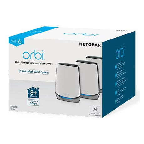 Netgear Orbi 850 Series Tri-band WiFi 6 Router, Up to 2 Gig Ethernet, 6  GBps Wireless Speed, 1 Year Warranty | RBK853-100EUS