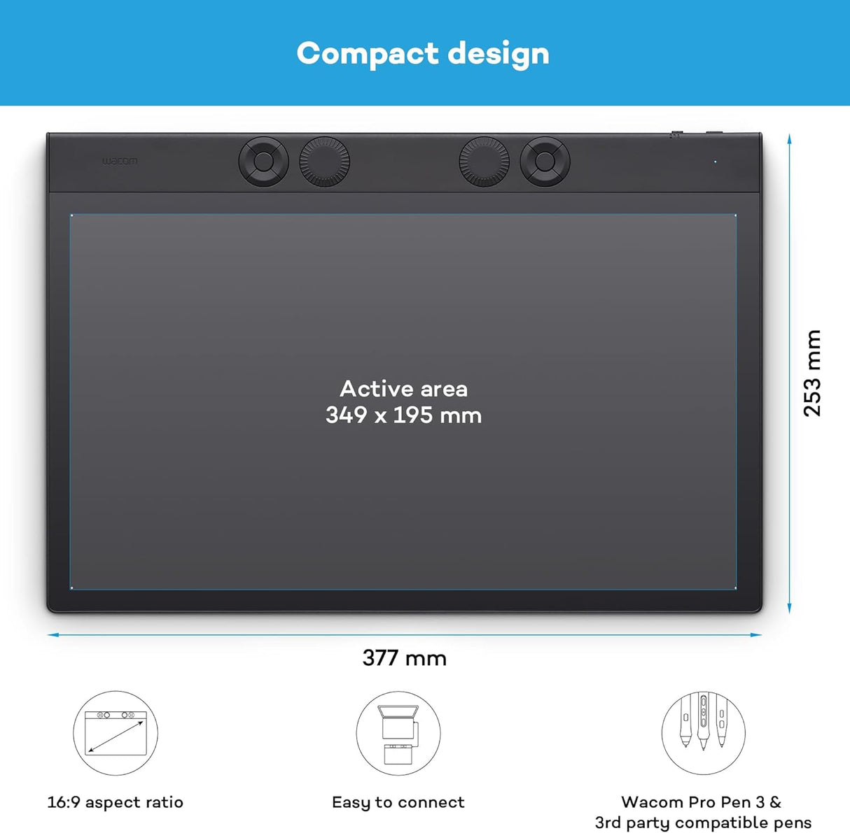 Wacom Intuos Pro Large، منفذ USB، بلوتوث، شمال، ضمان سنة واحدة | PTK870K0B