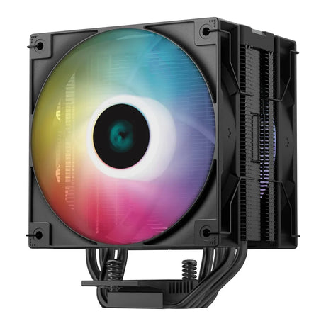 مبرد وحدة المعالجة المركزية DeepCool AG400 Digital Plus ARGB، 4 أنابيب حرارية، شاشة عرض الحالة في الوقت الفعلي، يدعم مقابس Intel و AMD، لون أسود، ضمان لمدة عام | R-AG400-BKADMP-G-1