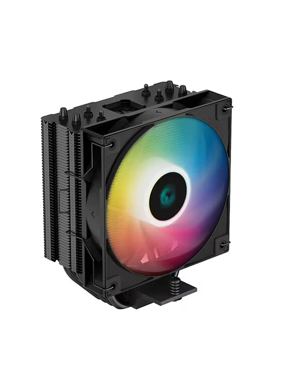 مبرد وحدة المعالجة المركزية DeepCool AG400 BK ARGB، 4 أنابيب حرارية، يدعم مقابس Intel و AMD، أسود، ضمان لمدة عام واحد | R-AG400-BKANMC-G-2