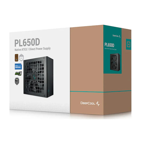 مزود طاقة DeepCool PL650D 80 Plus Bronze، بقدرة 650 وات، غير معياري، ATX، أسود، ضمان لمدة سنة | R-PL650D-FC0B-UK