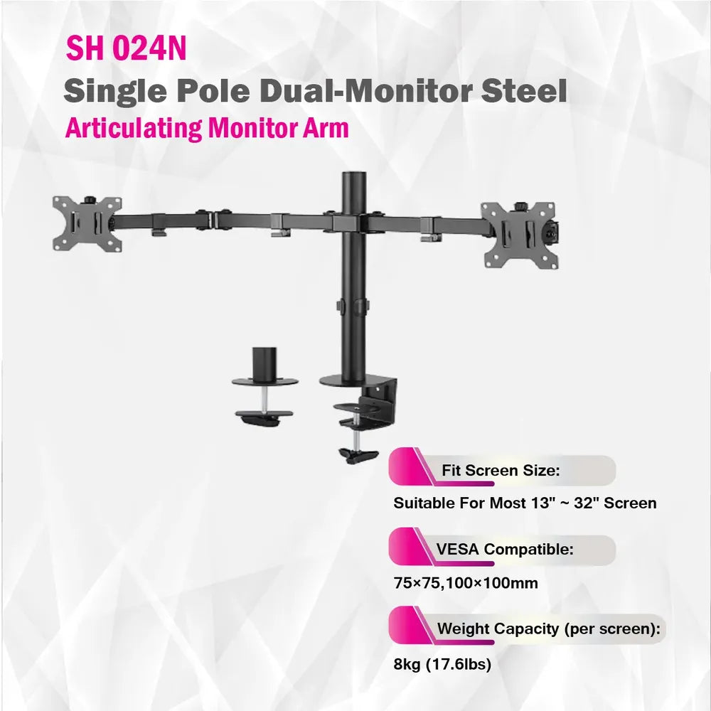 Skill-Tech-Dual-Steel-Articulating-Monitor-Arm-SH-024N