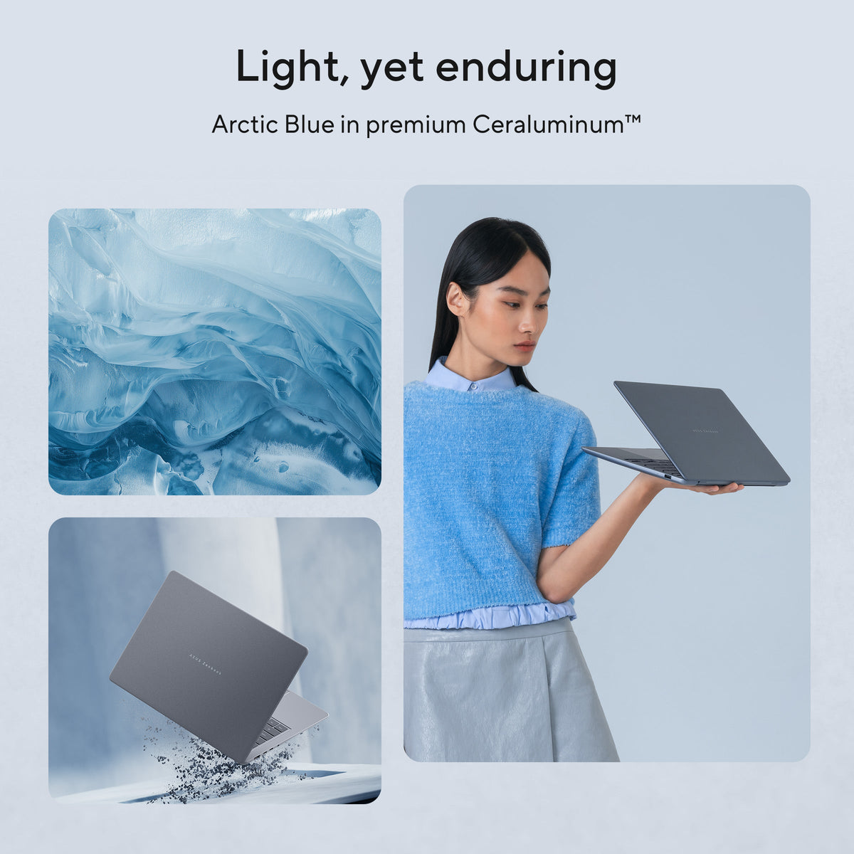 Asus Zenbook 14 UX3480AA Laptop, Intel Core Ultra 9 386H Processor, 24GB RAM, 512GB SSD, 14" FHD OLED Touch Display, Windows 11 Home, Backlit English & Arabic Keyboard, Arctic Blue, 1 Year Warranty | UX3480AA-TBOLEDU9