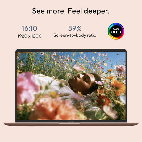 Asus Zenbook 14 UX3480KA Laptop, AMD Ryzen AI 7 345 Processor, 24GB RAM, 512GB SSD, 14" FHD OLED Display, Windows 11 Home, Backlit English & Arabic Keyboard, Zabriskie Beige, 1 Year Warranty | UX3480KA-U1011W