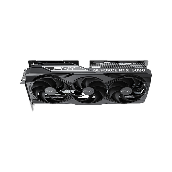 PNY GeForce RTX 5080 EPIC-X Triple Fan OC Edition Graphics Card, GDDR7 16 GB 256-bit Memory, HDMI 2.1b, DP 2.1b Outputs, PCI Express 5.0, 2625 MHz Boost Clock, 960  GB/s Memory Bandwidth, 1 Year Warranty | VCG508016TFXPB1-O