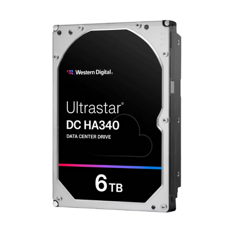 محرك أقراص صلبة WD Ultrastar DC HA340 SATA لمركز البيانات، سعة 6 تيرابايت، 7200 دورة في الدقيقة، سرعة نقل بيانات 267 ميجابايت/ثانية، ذاكرة تخزين مؤقت 256 ميجابايت، ضمان لمدة عام | WUS721206BLE6L4