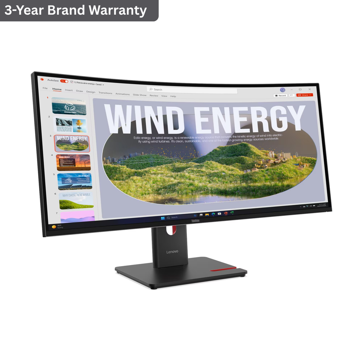 Lenovo ThinkVision T34WD-40 34" WQHD (3440x1440) Monitor, Anti-glare, DP, HDMI, USB-C, Height/Swivel/Tilt Adjustable, 3 Year warranty | 64AEGAT1UK
