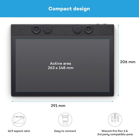 Wacom Intuos Pro متوسط، منفذ USB، بلوتوث، شمال، ضمان لمدة سنة | PTK670K0B